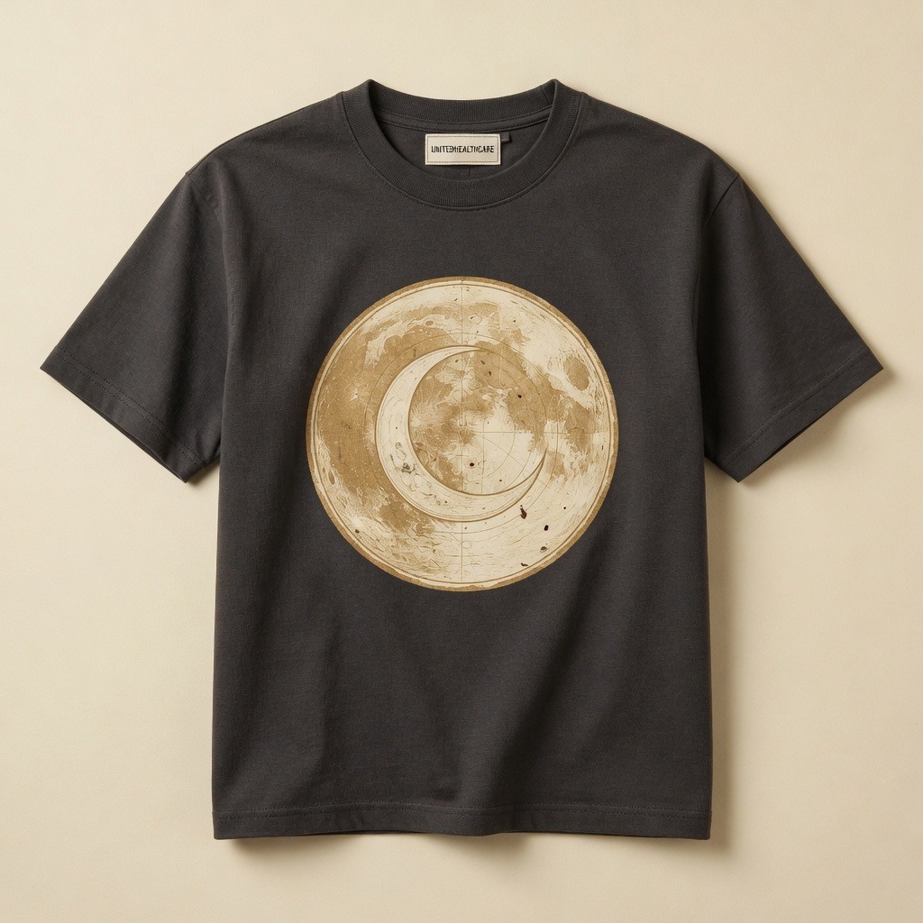 Engraved Moon Tee in Ink Charcoal