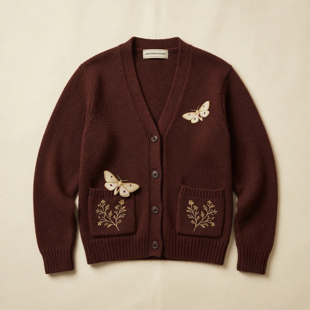 Moth Knit Cardigan in Oxblood